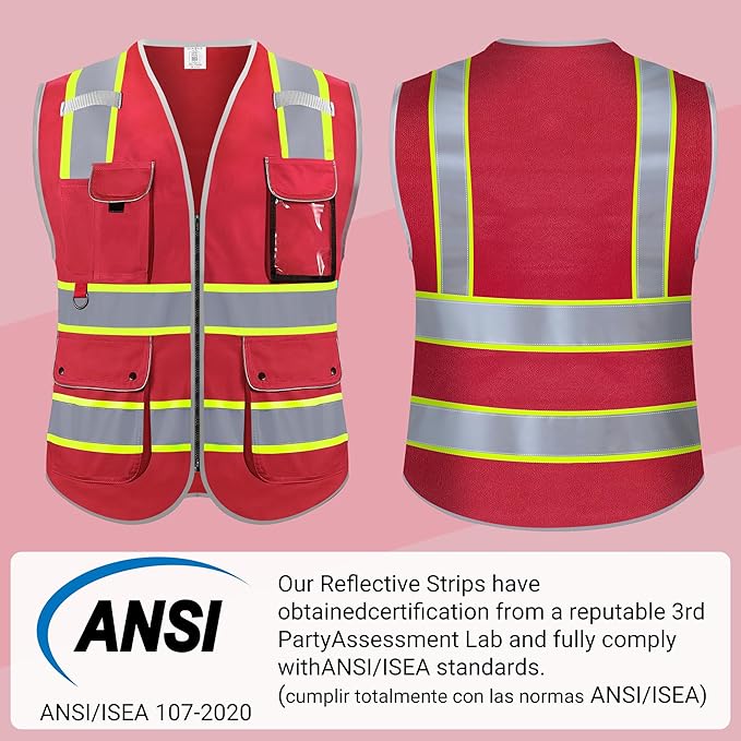Reflective Safety Vest for Men Women, High Visibility Safety Vest - Image 6