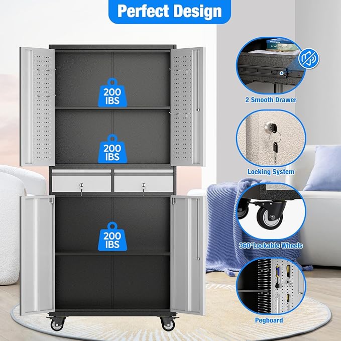 Aobabo 71" H 2 Drawer Metal Storage Cabinet - Image 5