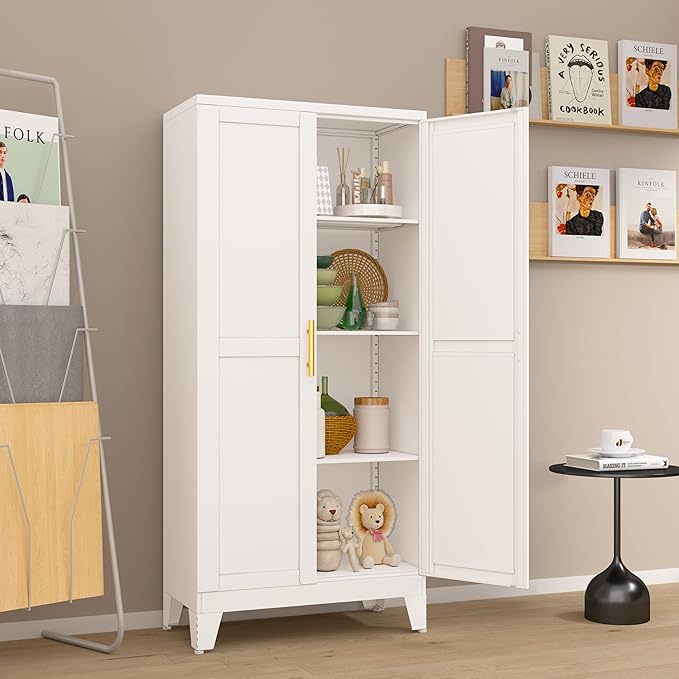 Metal Pantry Cabinet with 2 Doors and Adjustable Shelves, Kitchen Storage - Image 12