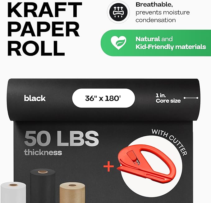 Black Kraft Paper Roll 36" x 2160" - Image 2
