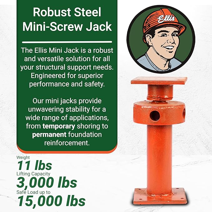 Ellis Manufacturing Adjustable Mini Screw Jack Post – House Jack - Image 2