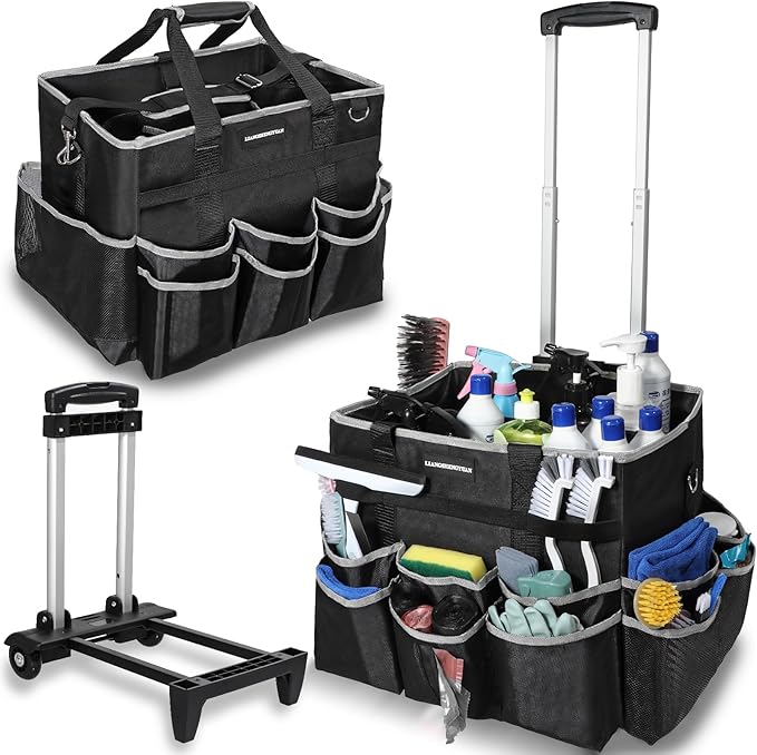 Large Rolling Cleaning Caddy Bag, Cleaning Caddy by LIANGSHENGYUAN