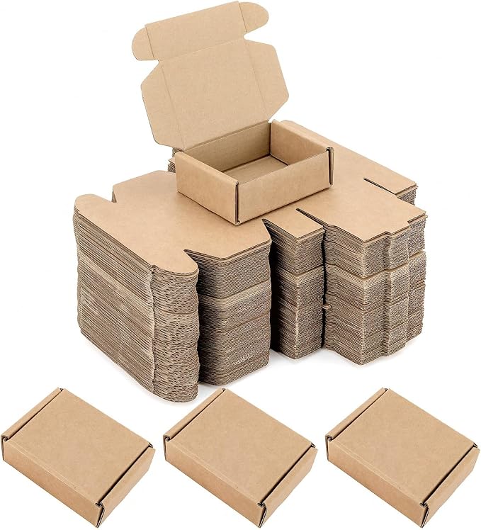 Ellbest 50pcs Kraft Brown Box 1.5mm Thick Cardboard Boxes, 3.6 x 2.6 x 1.2 by Ellbest