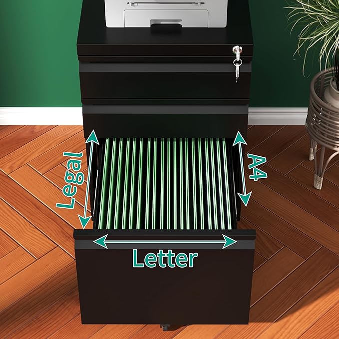 3-Drawer Mobile File Cabinet - Image 6