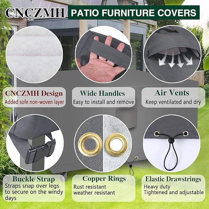 Square Heavy Duty Patio Table Covers Waterproof, 600D Outdoor Dining Table and - Image 4