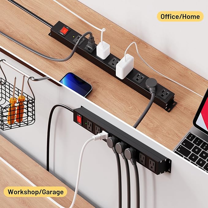 KF 8 Outlet Heavy Duty Power Strip Surge Protector, 2100J Surge Protection - Image 5