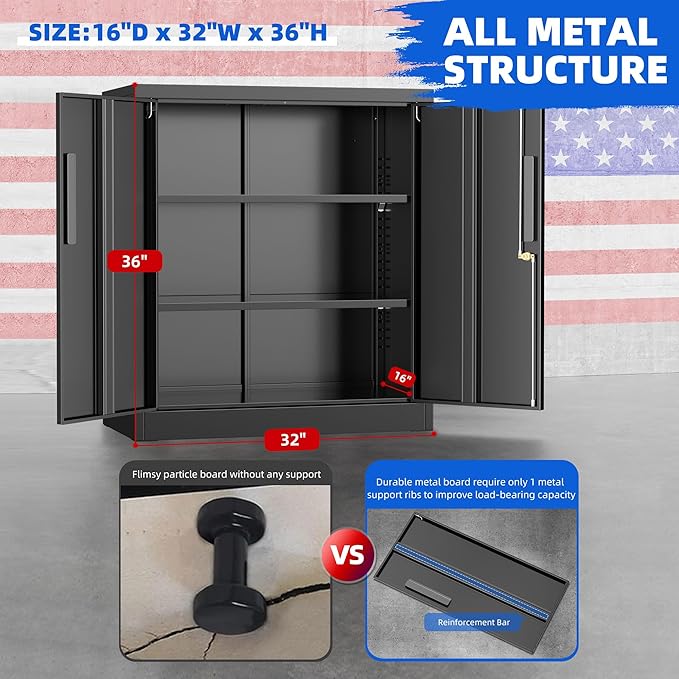 Pataku Metal Storage Cabinet, Garage Cabinet - Image 3