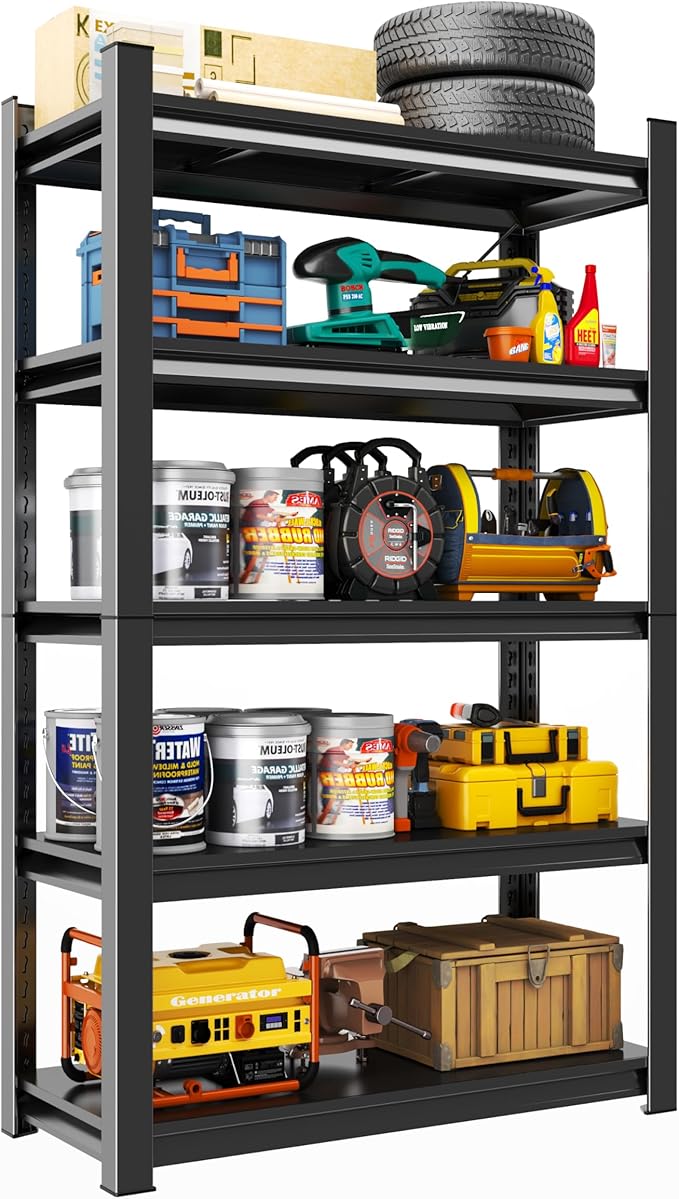 Storage Shelves, Garage Metal Shelving Unit, Adjustable, Double-Layer Column by Beaunatixx