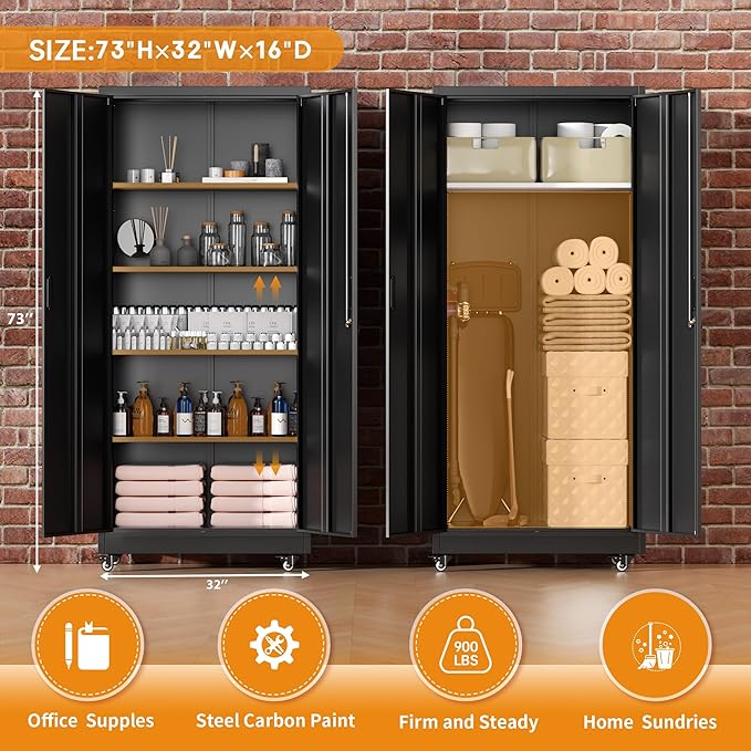 Greenvelly 74" Metal Storage Cabinet - Image 5