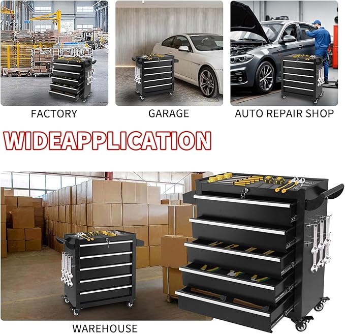 5-Drawer Tool Chest on Wheels, Rolling Metal Toolbox - Image 6