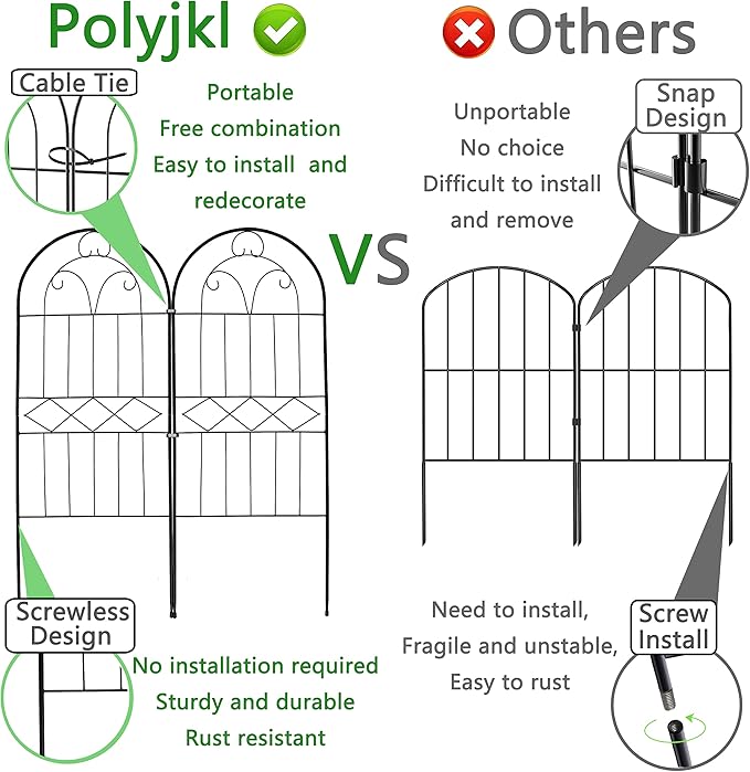 Decorative Garden Fence 10 Pack, 30in x 10ft Rustproof Metal Wire Animal Barrier - Image 4