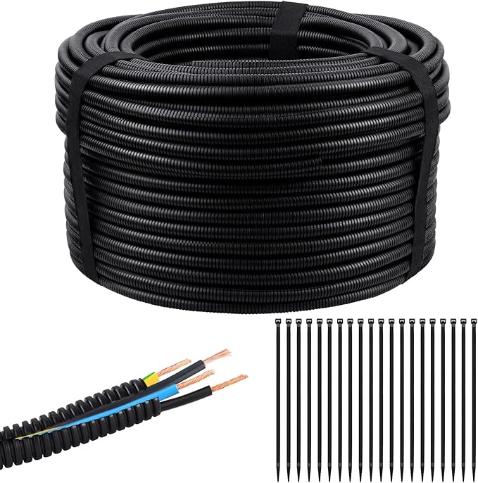 100FT Split Wire Loom Tubing, 3/4 Inch Wire Protector Tubing, Automotive Wire by Oleitodh