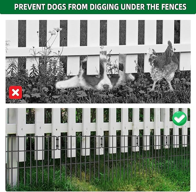 25 Panels Garden Fencing Animal Barrier, 17in X 27ft No Dig Dog Fence, 1.25 in - Image 2
