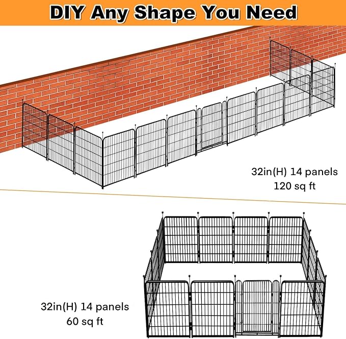 Garden Fence with Gate 32 in×26.6 Ft 12 Panels, Heavy Duty Iron Animal Barrier - Image 7