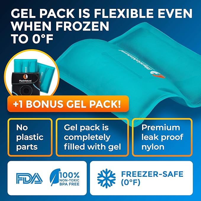 PhysioNatural Ice Pack for Knee Pain Relief, Reusable Gel Ice Wrap for Leg - Image 5