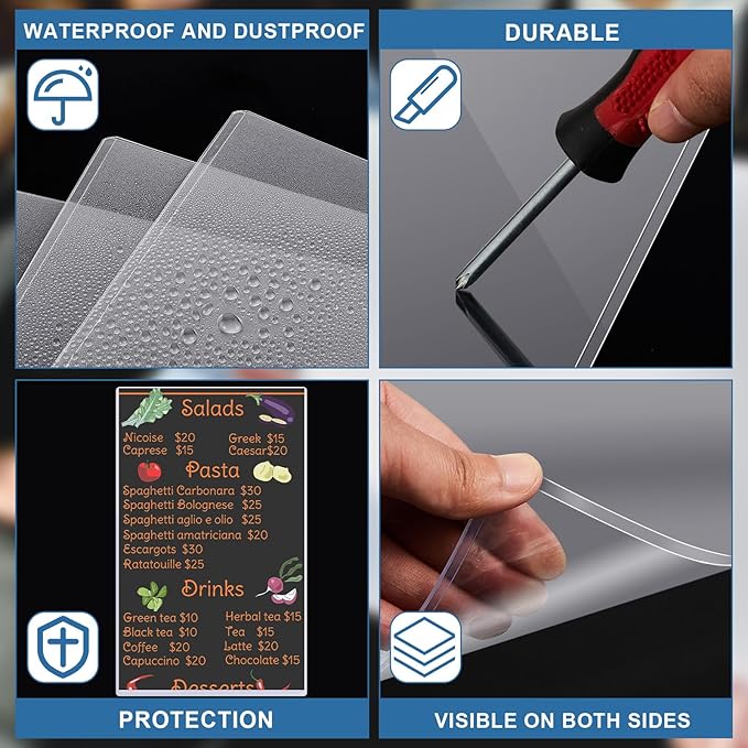 Henoyso 145 Pcs 8.5" x 14" Menu Cover Rigid Print Protectors Clear Heavy Duty - Image 4