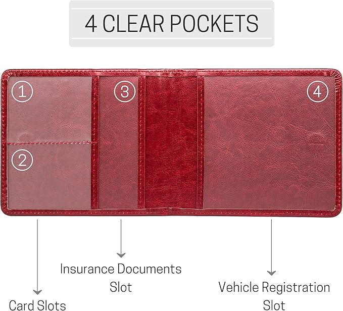 CANOPUS Car Registration and Insurance Holder, PU Leather Card Holder, Vehicle - Image 3
