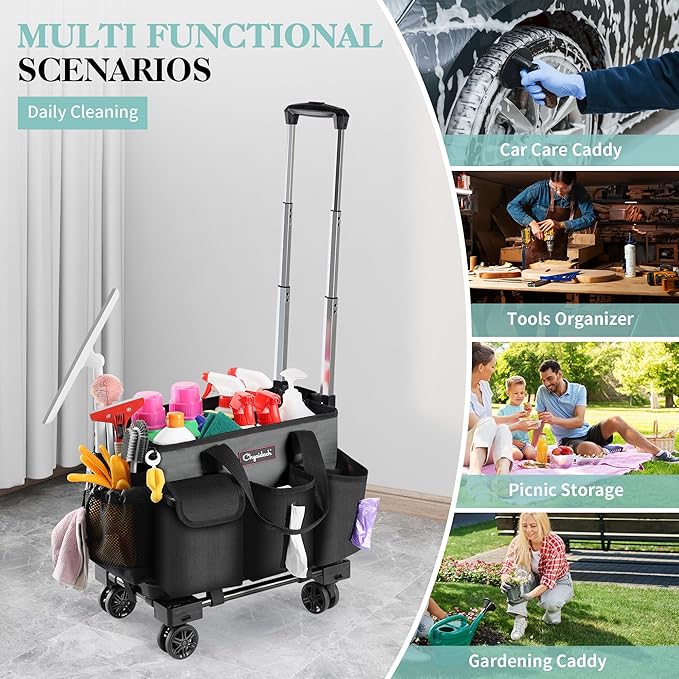 Rolling Cleaning Caddy, Cleaning Supplies Organizer - Image 7
