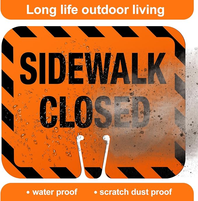 6 Pcs Plastic Sidewalk Closed Sign Bulk - Image 4