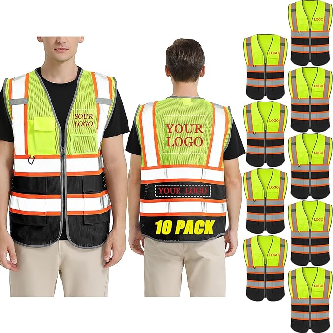BeautyWill Custom Logo Safety Vest Class 2 High Visibility Reflective Vest by BeautyWill