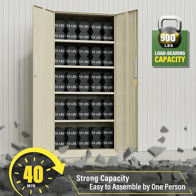 Greenvelly Metal Storage Cabinet, Metal Cabinet - Image 6