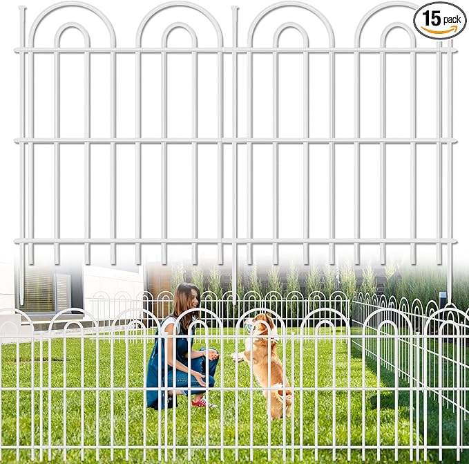 15 Panels Decorative Garden Fence, 32 in X 30 ft No Dig Dog Fence Outdoor by AVELOTUUG
