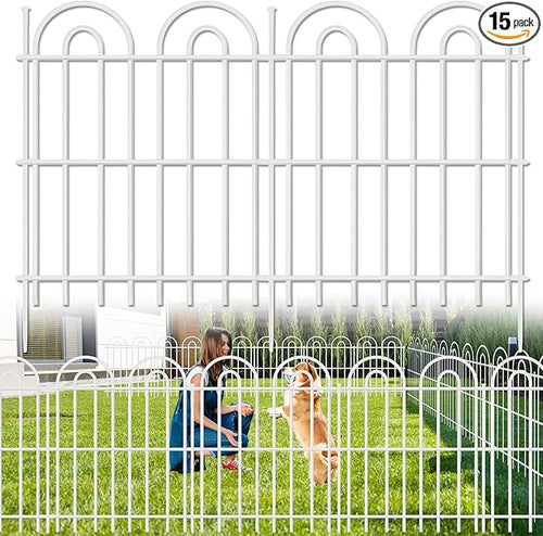15 Panels Decorative Garden Fence, 32 in X 30 ft No Dig Dog Fence Outdoor by AVELOTUUG