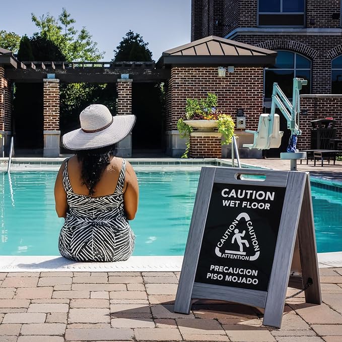 Premium Outdoor Composite Caution Wet Floor Sign – Bilingual w/Non-Skid Plastic - Image 9