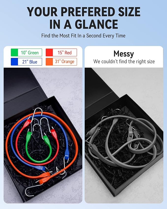 Rubber Bungee Cords with S Hooks, Heavy Duty Bungee Straps, 100% EPDM Rubber - Image 3