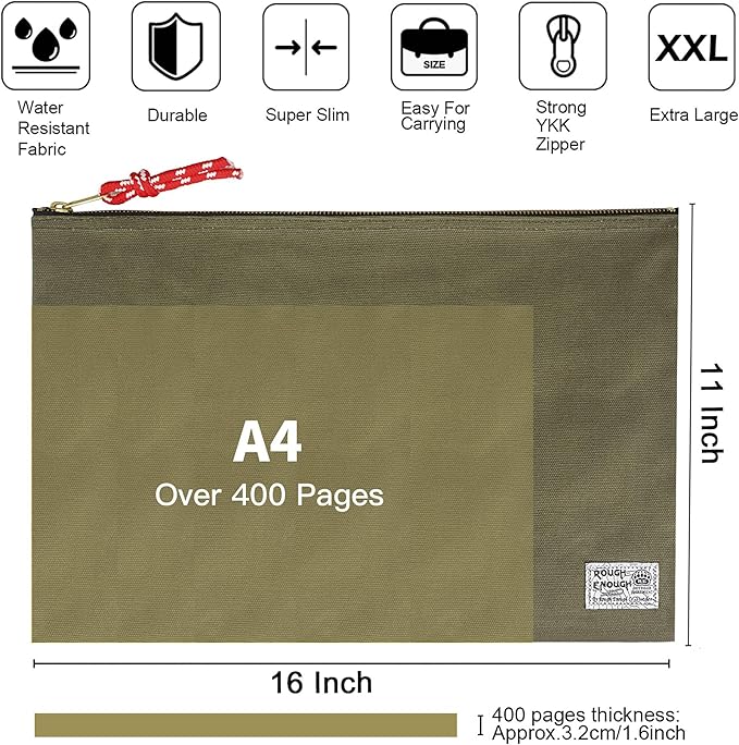 Rough Enough Important Document Storage Bag File Folder Organizer Pouch - Image 3