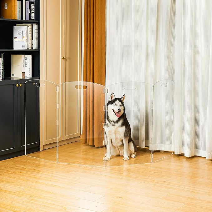 Modern Frame Clear Acrylic Freestanding Dog Gate - Image 5