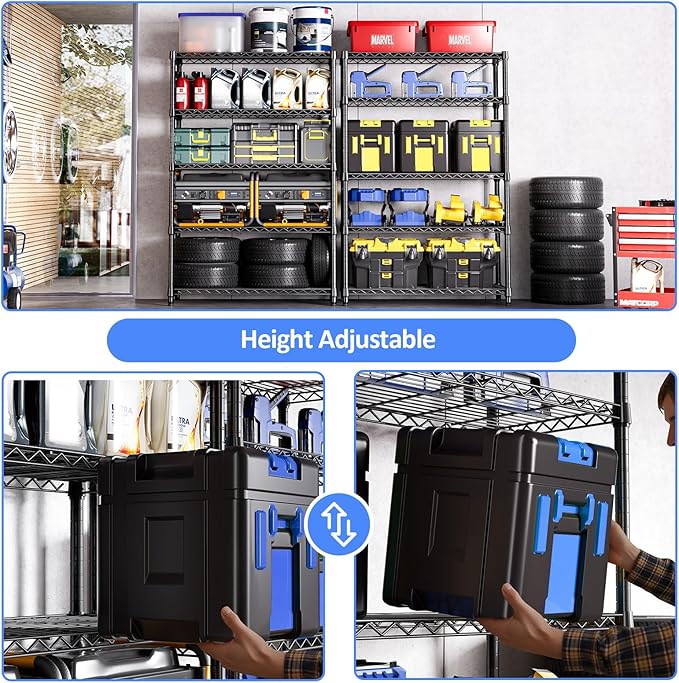 IZEUK 5-Tier Heavy Duty Metal Storage Shelving Unit, Adjustable Steel Wire Rack - Image 5