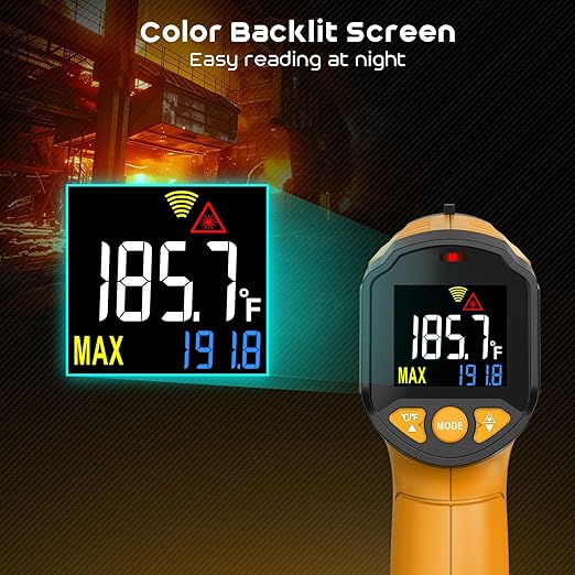 Infrared Thermometer Gun, SQECH Laser Thermometer Gun -58℉～1112℉, Non-Contact - Image 3