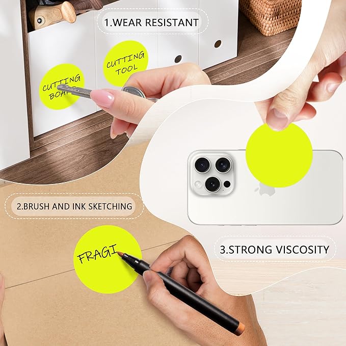 500 Pcs 2 Inch Color Code Labels, Fluorescent Yellow Permanent Circle Stickers - Image 3