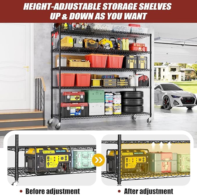 PrimeZone 5 Tier 80.7" H x 55.5" W x 24" D Wire Shelving - Image 6