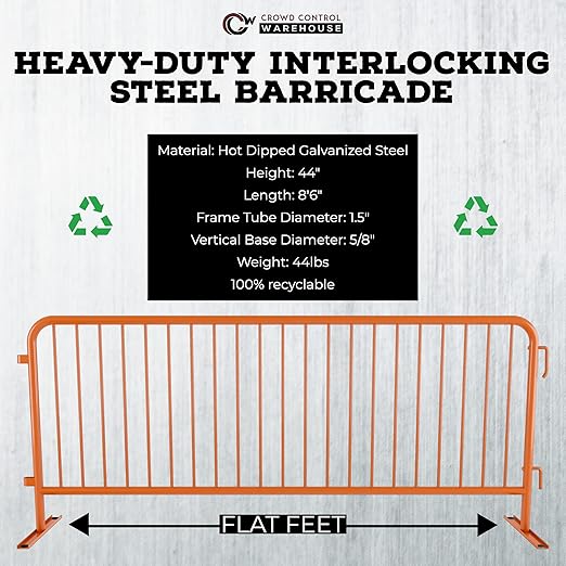 Angry Bull Barricades Heavy Duty Crowd Control Metal Interlocking Barricade - Image 2