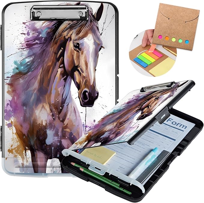 Cute Watercolor Horse Heavy Duty Plastic Storage Clipboard by Unknown