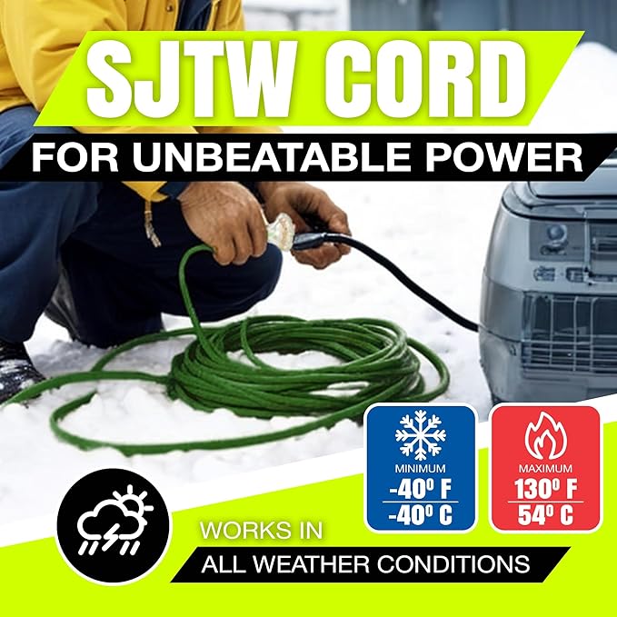 100ft Outdoor/Indoor Extension Cord 3-Outlet 12/3 Gauge Extra Heavy Duty ETL - Image 8
