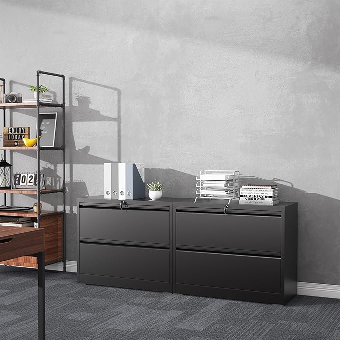 2 Drawer File Cabinet with Lock, Lateral Filing Cabinets, Metal Storage Filing - Image 8