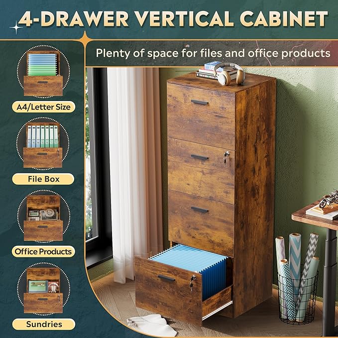 DEVAISE 4 Drawer File Cabinet - Image 5