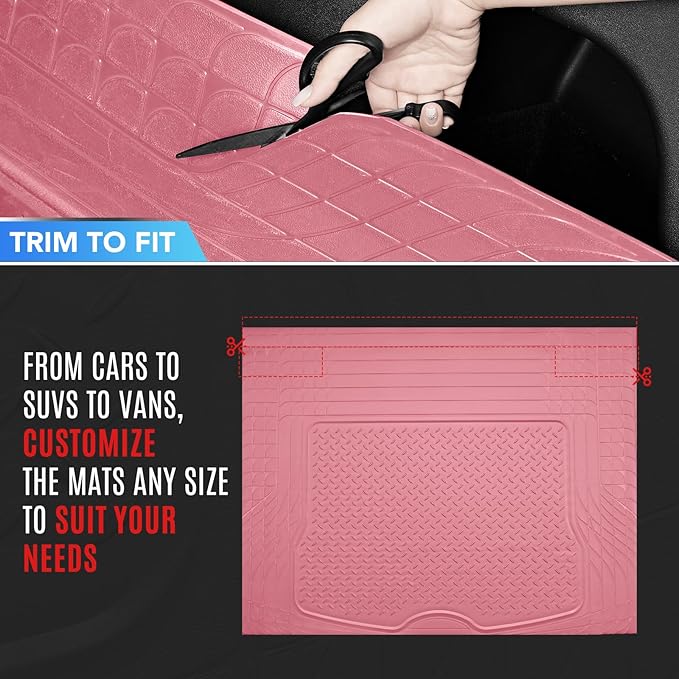 PIC AUTO Heavy Duty Rubber Trunk Cargo Liner Floor Mats, Trimmable to Fit - Image 4