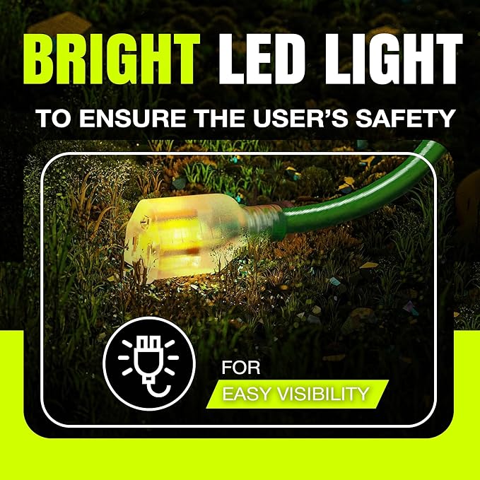 50ft Outdoor/Indoor Extension Cord 12/3 Gauge Extra Heavy Duty 3 Prong SJTW - Image 2