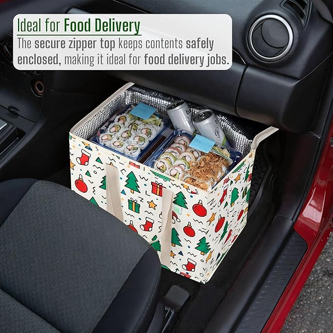 VENO 2 Pack Christmas Cooler Bag Insulated Reusable Grocery Shopping Bag - Image 8