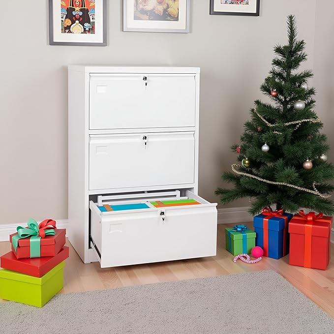 SUXXAN 3 Drawer File Cabinet, Lateral Filing Cabinet - Image 6