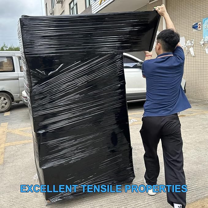 Black Pallet Wrap Stretch Film: 4 Pack Moving Wrapping Plastic Roll - Image 6