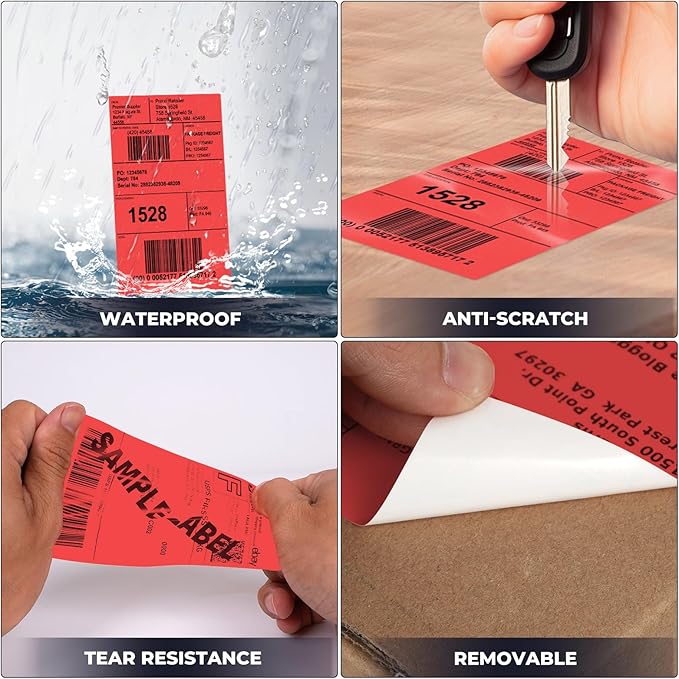 Red Thermal Labels 3 × 5 Inch Vinyl Self-Adhesive Fanfold Direct Shipping - Image 6
