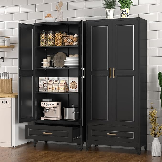 Kitchen Pantry Cabinet, Metal Storage Cabinets - Image 2