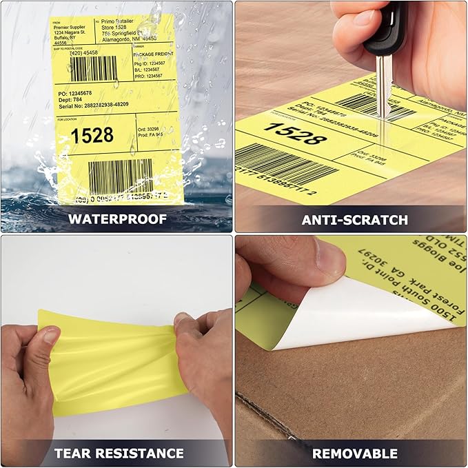 Yellow Direct Thermal Labels 4 × 6 Inch Vinyl Self-Adhesive Fanfold Shipping - Image 6