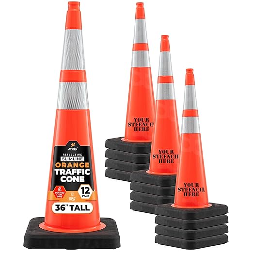 Xpose Safety 36 Inch Orange Slim Line Traffic Cones Heavy Duty 12lb by XposeSafety