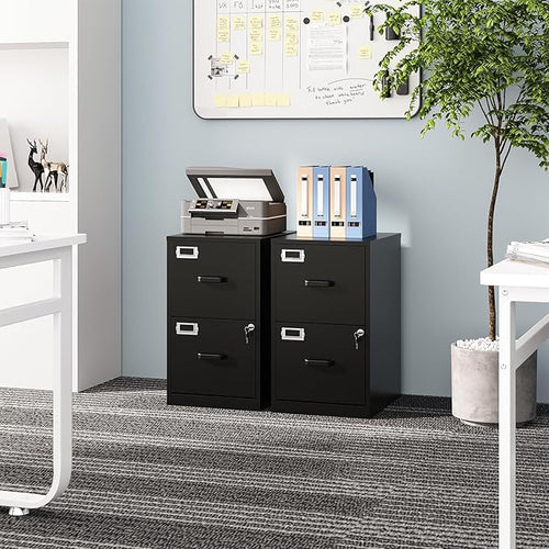 2 Drawers File Cabinet Metal Vertical Filing Cabinets Metal Lockable Storage - Image 2